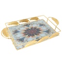 PLATEAU DECO METAL 36X24 CM AVEC MOTIF MODELE OR