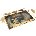 PLATEAU DECO METAL 36X24 CM AVEC MOTIF MODELE OR