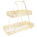 PRESENTOIR DECO METAL 2 NIVEAUX 32X15X35 CM MODELE OR