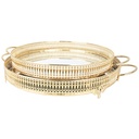 SET 2 PLATEAUX DECO METAL ROND 35 &amp; 40 CM MODELE OR