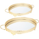 SET 2 PLATEAUX DECO METAL OVAL 35*26 &amp; 42*33 CM MODELE OR