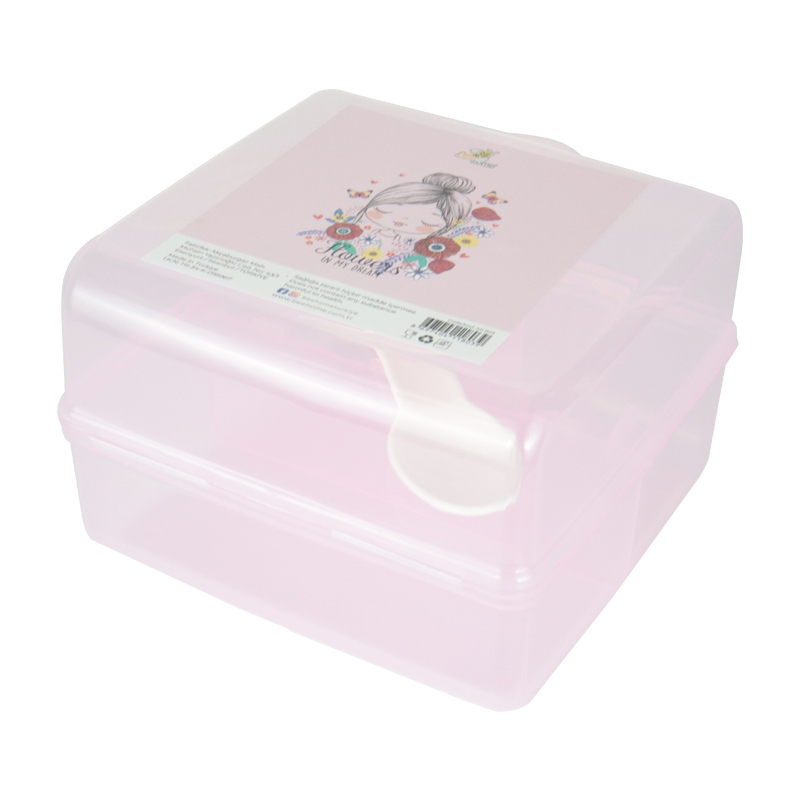 BOITE A DEJEUNER ENFANT AVEC CUILLERE + FOURCHETTE MIX BLEU / ROSE