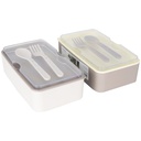 BOITE A DEJEUNER AVEC CUILLERE + FOURCHETTE MIX BEIGE / MARRON
