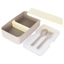 BOITE A DEJEUNER AVEC CUILLERE + FOURCHETTE MIX BEIGE / MARRON