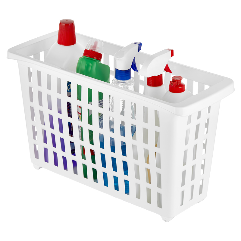 PANIER RANGEMENT AVEC ROULETTE XXL 13 LITRES 17X46X26 CM COULEUR BLANC