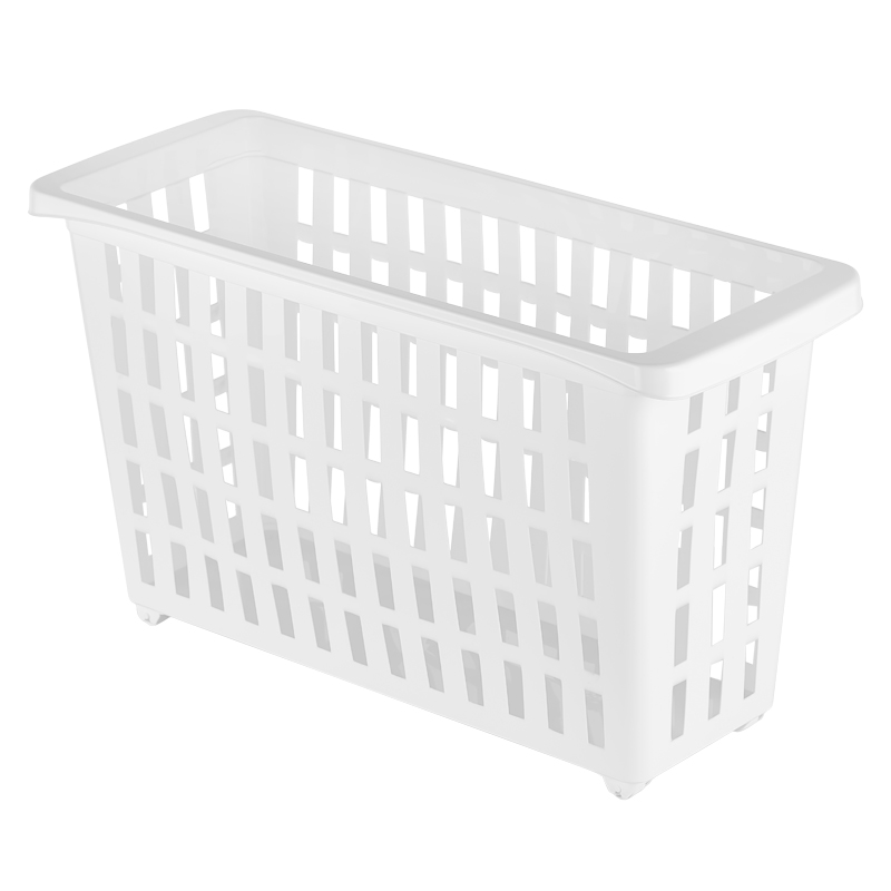 PANIER RANGEMENT AVEC ROULETTE XXL 13 LITRES 17X46X26 CM COULEUR BLANC