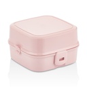 BOITE A DEJEUNER AVEC CUILLERE + FOURCHETTE 14X14X9 CM MIX ROSE/BLEU/ROUGE/BEIGE