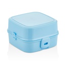 BOITE A DEJEUNER AVEC CUILLERE + FOURCHETTE 14X14X9 CM MIX ROSE/BLEU/ROUGE/BEIGE