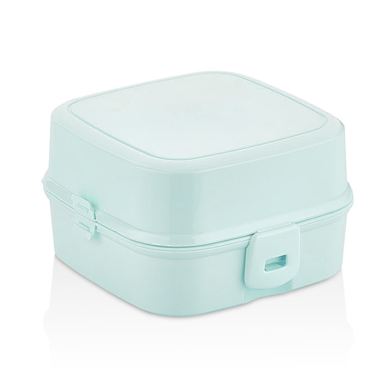 BOITE A DEJEUNER AVEC CUILLERE + FOURCHETTE 14X14X9 CM MIX ROSE/BLEU/ROUGE/BEIGE