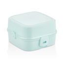 BOITE A DEJEUNER AVEC CUILLERE + FOURCHETTE 14X14X9 CM MIX ROSE/BLEU/ROUGE/BEIGE
