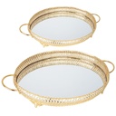SET 2 PLATEAUX DECO METAL OVAL 35*26 &amp; 42*33 CM MODELE OR