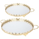 SET 2 PLATEAUX DECO METAL ROND 35 &amp; 40 CM MODELE OR