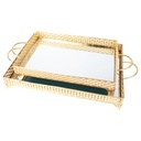 SET 2 PLATEAUX DECO METAL RECTANGULAIRE 37*25 &amp; 43*32 CM MODELE OR