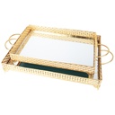 SET 2 PLATEAUX DECO METAL RECTANGULAIRE 37*25 &amp; 43*32 CM MODELE OR