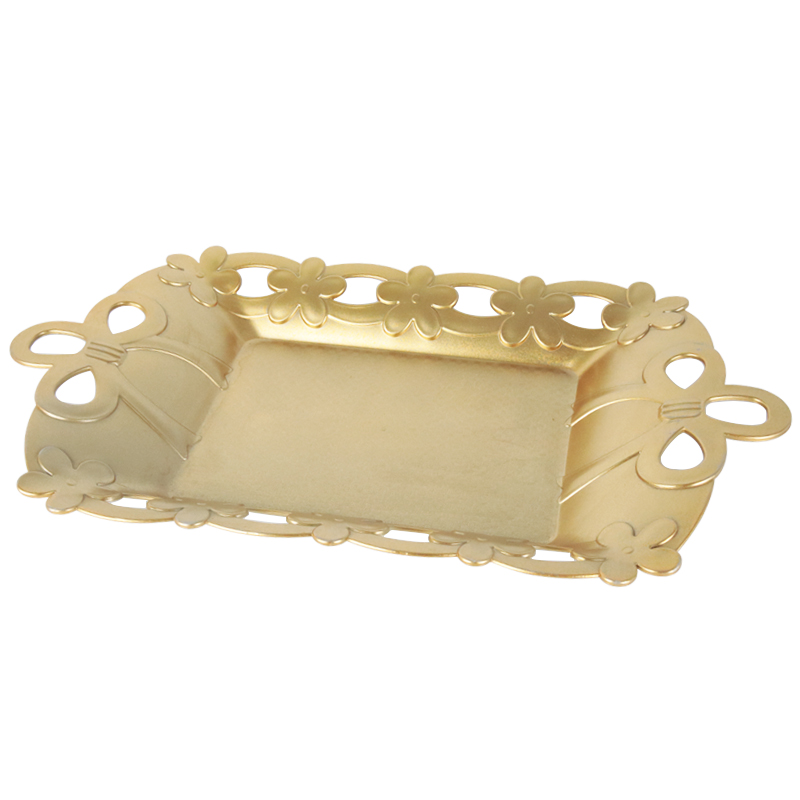PLATEAU DECO PLASTIQUE MODELE OR 39X22X3 CM