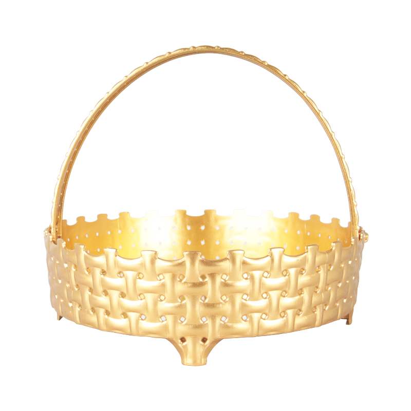 PANIER DECO PLASTIQUE AVEC MIRROIR MODELE OR 19X17 CM