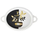 PLATEAU DECO PLASTIQUE OVAL AVEC POIGNEE COULEUR BLANC 51X34 CM DESIGN MIX