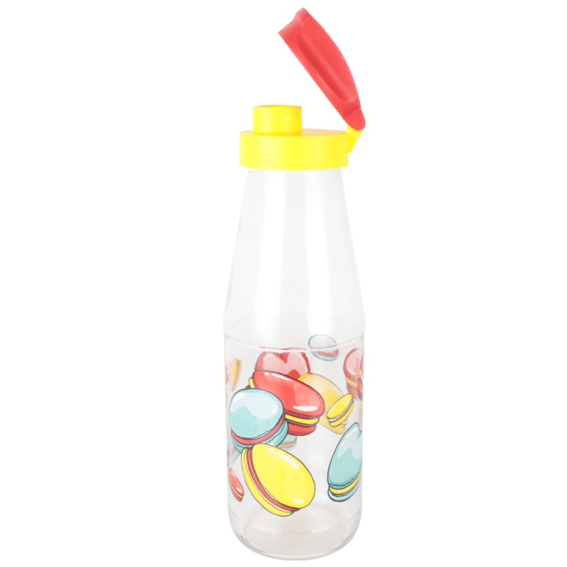 BOUTEILLE EN VERRE ENFANT 720 CC COULEUR JAUNE/ROUGE