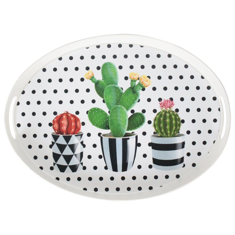 PLATEAU DECO PLASTIQUE OVAL 41X31X4 CM COULEUR BLANC DESIGN MIX