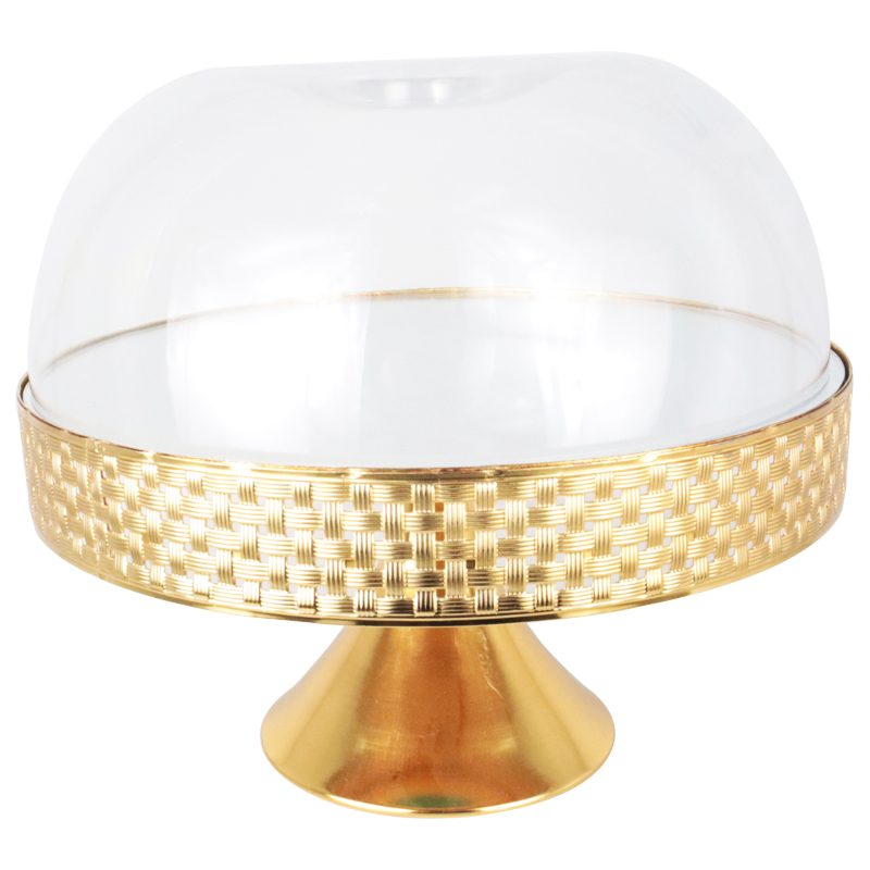 CLOCHE A GATEAU EN VERRE 30X26 CM MODELE OR