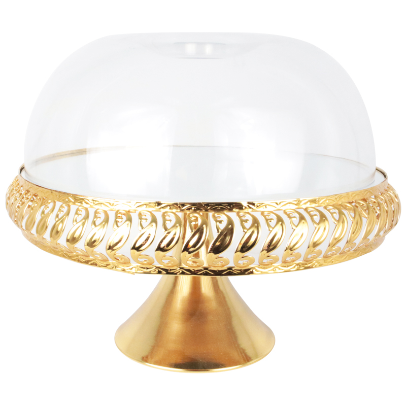 CLOCHE A GATEAU EN VERRE 32X26 CM MODELE OR