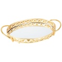 PLATEAU DECO METAL OVAL AVEC MIRROIR 29X15 CM MODELE OR