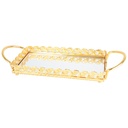 PLATEAU DECO METAL AVEC MIRROIR 33X12 CM MODELE OR