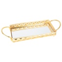 PLATEAU DECO METAL AVEC MIRROIR 33X12 CM MODELE OR