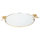PLATEAU DECO MIRROIR POIGNEE PAPILLON 45X35 CM MODELE OR