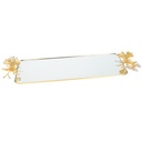 PLATEAU DECO MIRROIR POIGNEE PAPILLON 50X13 CM MODELE OR
