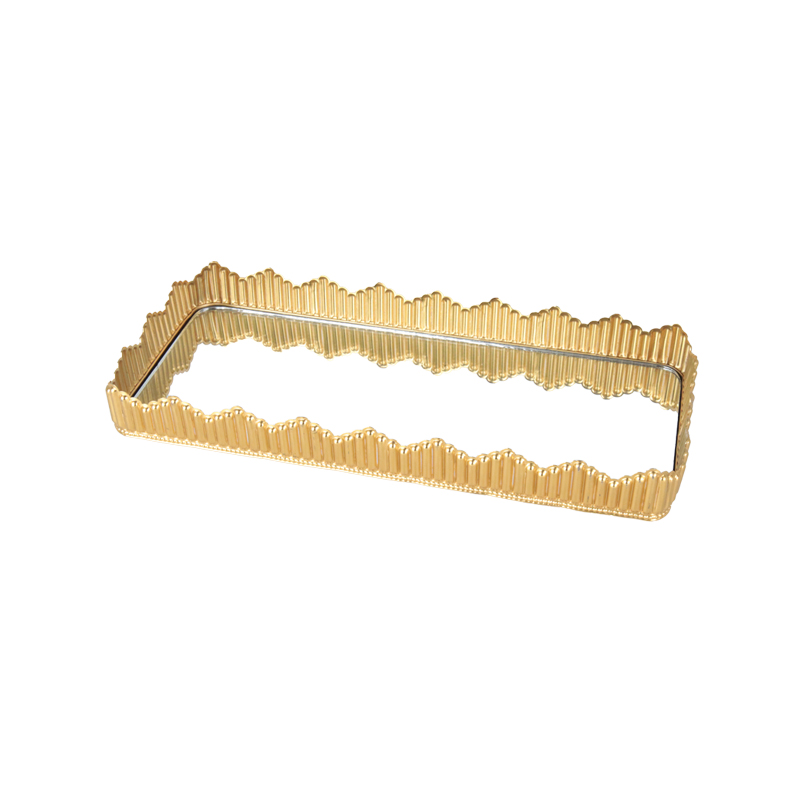 PLATEAU DECO METAL AVEC MIRROIR 31X14 CM MODELE OR