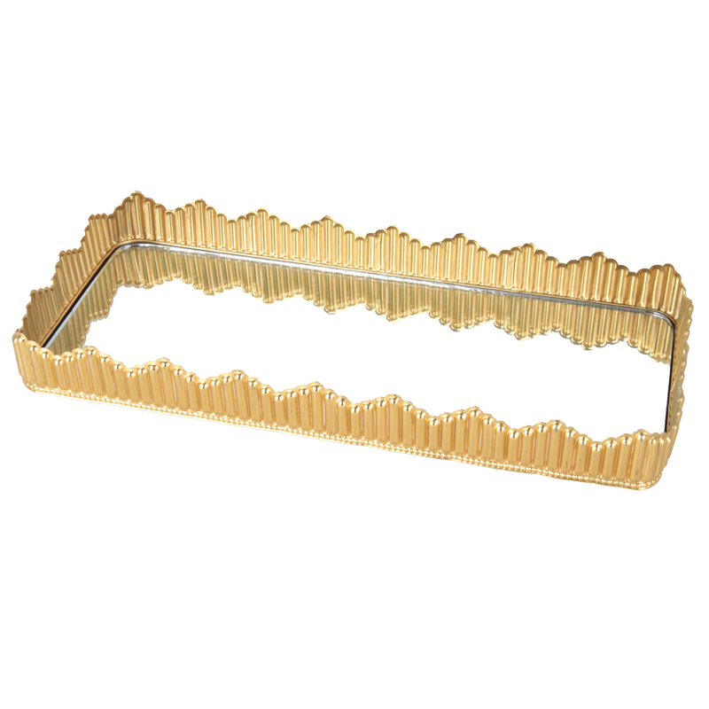 PLATEAU DECO METAL AVEC MIRROIR 41X14 CM MODELE OR