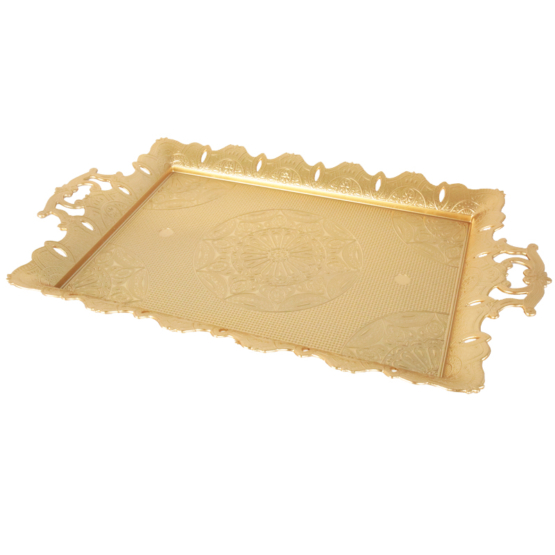 PLATEAU DECO PLASTIQUE 52X32 CM MODELE OR