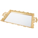 PLATEAU DECO PLASTIQUE + MIRROIR 52X32 CM MODELE OR