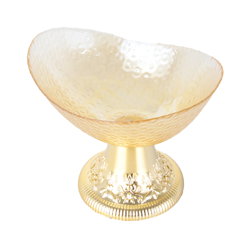 PRESENTOIR VERRE AVEC PIED PLASTIQUE OR 21X15 CM MOR-09