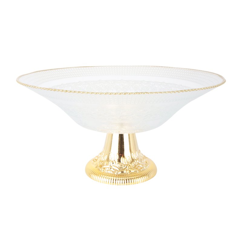 PRESENTOIR VERRE AVEC PIED PLASTIQUE OR 30X16CM 