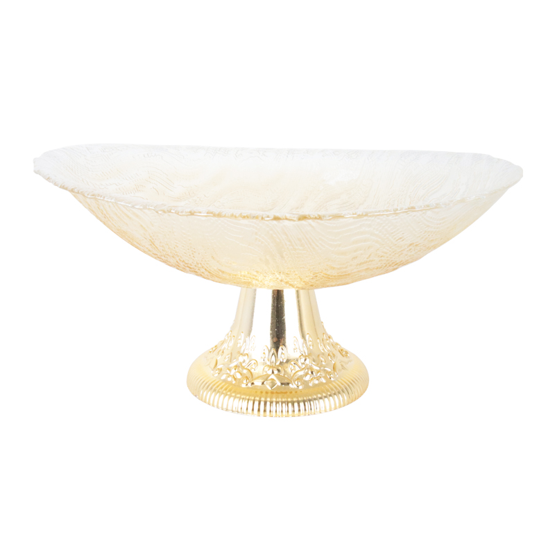 PRESENTOIR VERRE AVEC PIED PLASTIQUE OR 30X13CM 