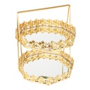 PRESENTOIR DECO METAL 2 NIVEAUX 25X25X30 CM MODELE OR