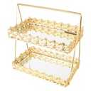 PRESENTOIR DECO METAL 2 NIVEAUX 28X17X30 CM MODELE OR