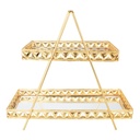 PRESENTOIR DECO METAL 2 NIVEAUX 28X17X30 CM MODELE OR