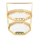 PRESENTOIR DECO METAL 2 NIVEAUX 25X25X30 CM MODELE OR
