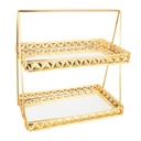 PRESENTOIR DECO METAL 2 NIVEAUX 28X17X30 CM MODELE OR