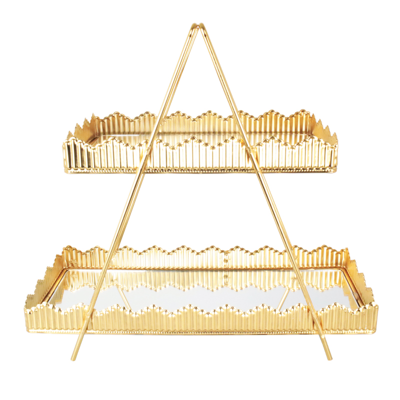 PRESENTOIR DECO METAL 2 NIVEAUX 32X15X35 CM MODELE OR