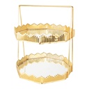 PRESENTOIR DECO METAL 2 NIVEAUX 25X25X30 CM MODELE OR