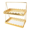 PRESENTOIR DECO METAL 2 NIVEAUX 28X17X30 CM MODELE OR