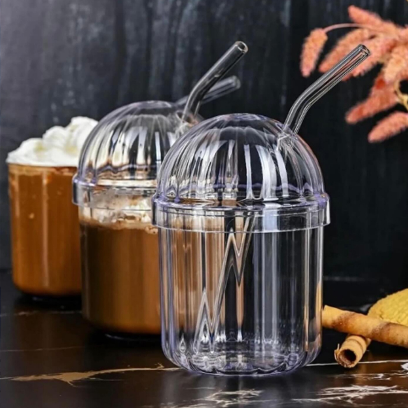 GOBELET CRYSTAL AVEC PAILLE 400 ML TRANSPARENT