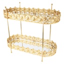 PRESENTOIR DECO METAL 2 NIVEAUX 32X13X26 CM MODELE OR 