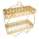 PRESENTOIR DECO METAL 2 NIVEAUX 32X13X38 CM MODELE OR 