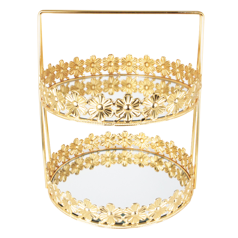 PRESENTOIR DECO METAL 2 NIVEAUX 26X30 CM MODELE OR 