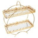 PRESENTOIR DECO METAL 2 NIVEAUX 32X13X38 CM MODELE OR 